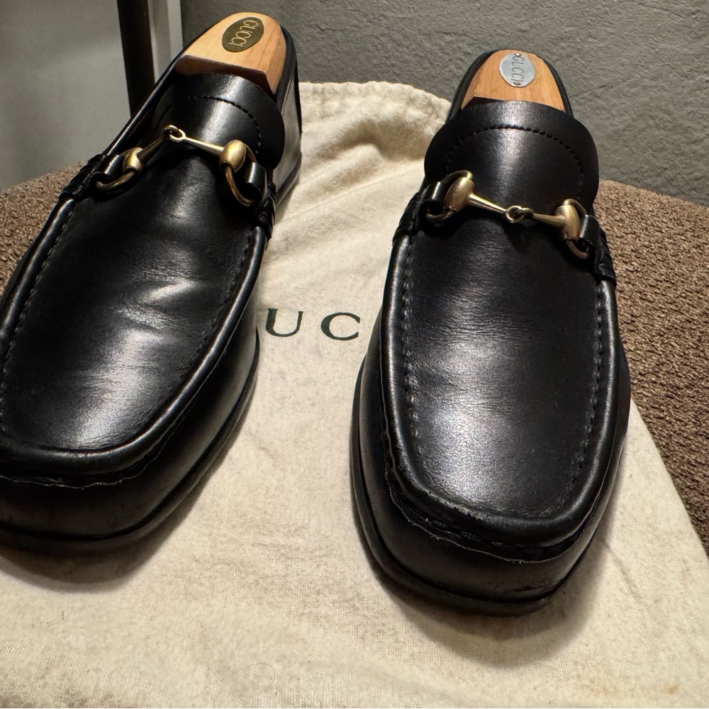 Gucci Men’s Black Leather Horsebit Loafers 9.5D – Made in Italy